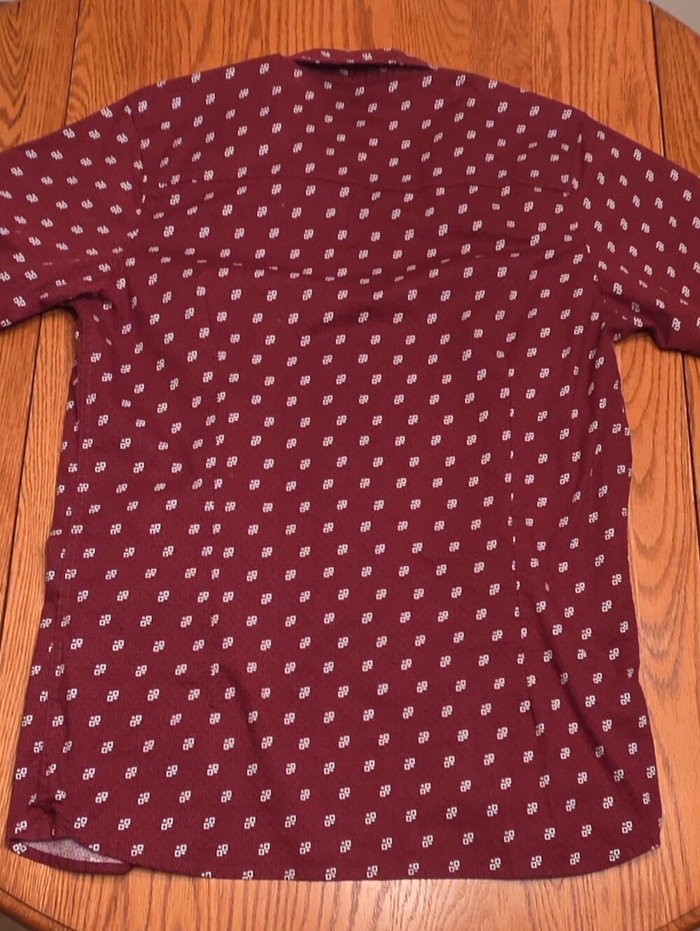 American Breed Men's L Red/White/Black Geometric SS Point Collar Cotton/Spandex
